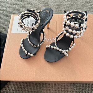 Elegant Rene Caovilla Pearl-Embellished Women's Heels